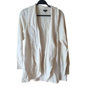 Talbot's Cream Cable Knit Open Front Lambswool Boend Cardigan Size 1X